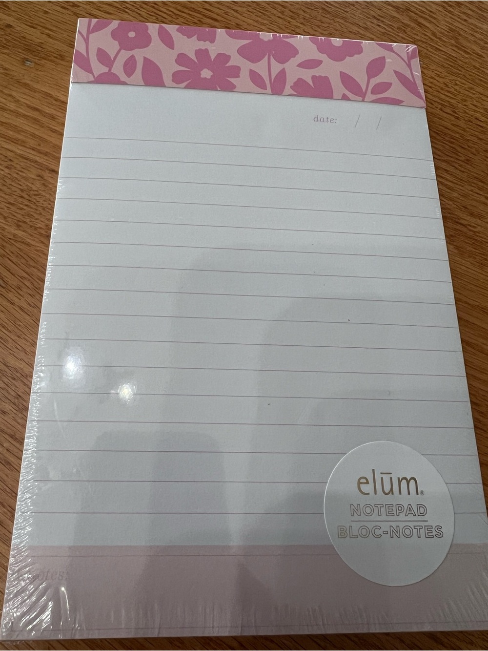 Elum Pink Floral Lined Notepad - Compact Desk Notepad